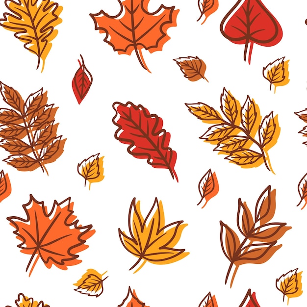 Hand drawn autumn leaves pattern