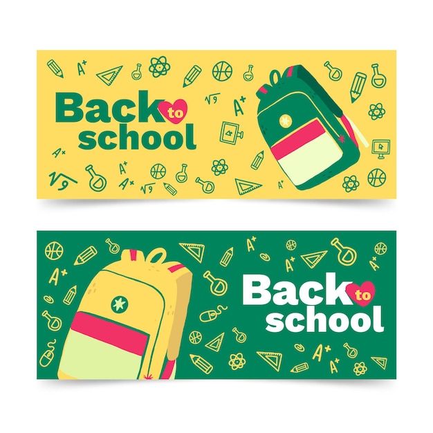 Hand drawn back to school banners set