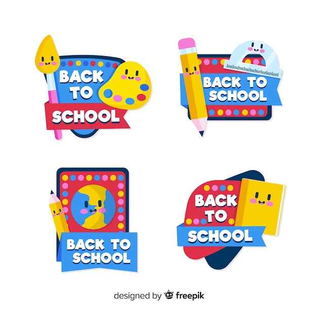 Vector hand drawn back to school label collection