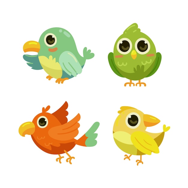 Vector hand drawn bird collection