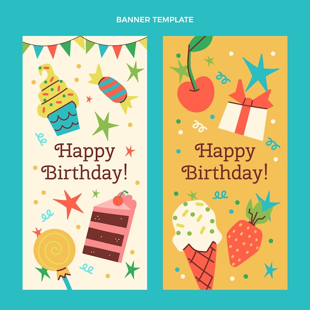 Hand drawn birthday vertical banners