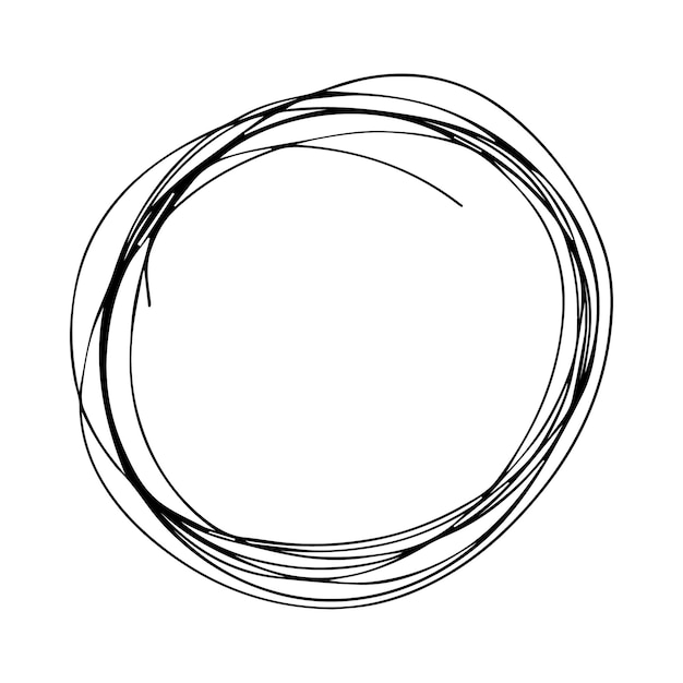 Hand drawn black ink chaos circle illustration Doodle hand drawn circle