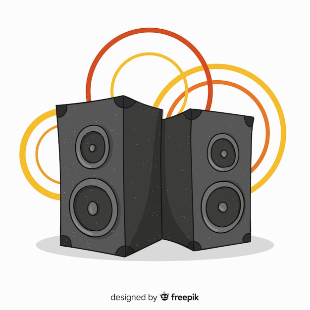 Vector hand drawn black speaker background