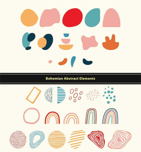 Vector hand drawn bohemian abstract elements