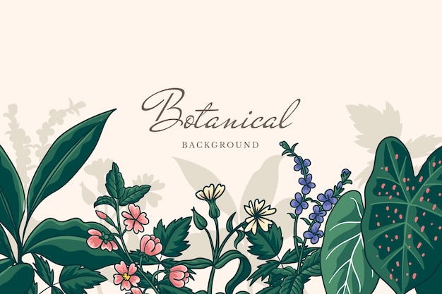 Vector hand drawn botanical garden background