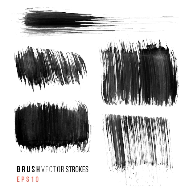 hand drawn brush stroke set, stains . Greyscale design elements set.