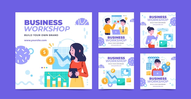 Hand drawn business workshop instagram posts