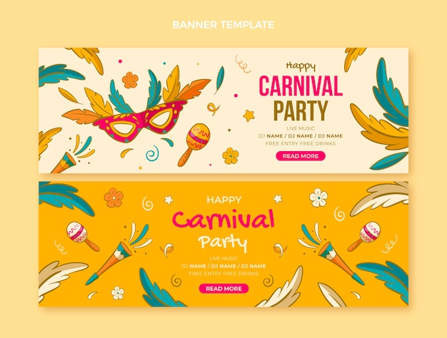 Hand drawn carnival horizontal banners set