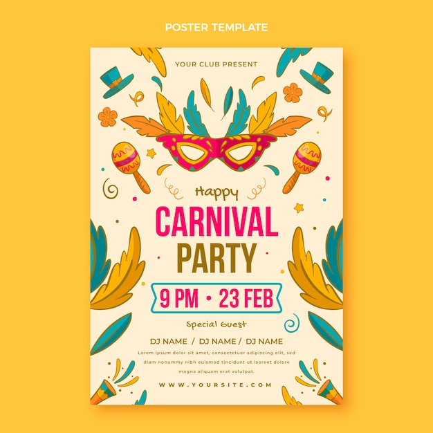 Hand drawn carnival vertical poster template