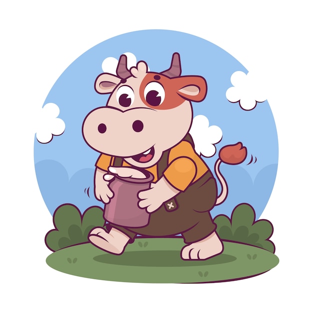 Hand drawn cartoon cow illustration