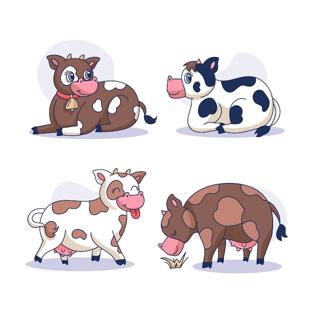 Vector hand drawn cartoon cow illustration