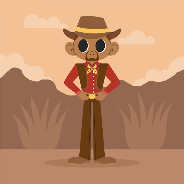 Hand drawn cartoon cowboy  illustration