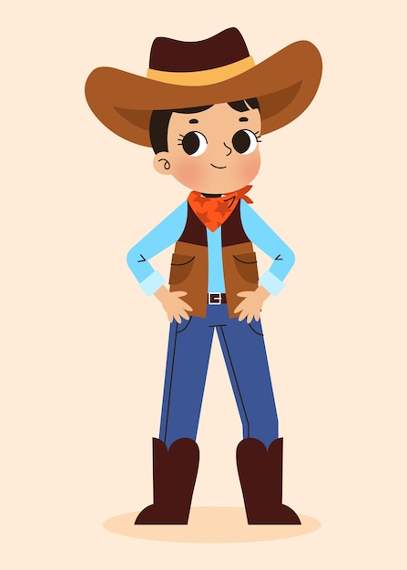 Hand drawn cartoon cowboy  illustration