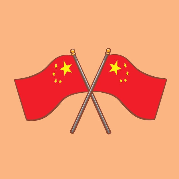 Vector hand drawn cartoon illustration of chinese national flag