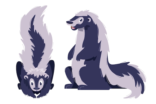 Hand drawn cartoon skunk illustration