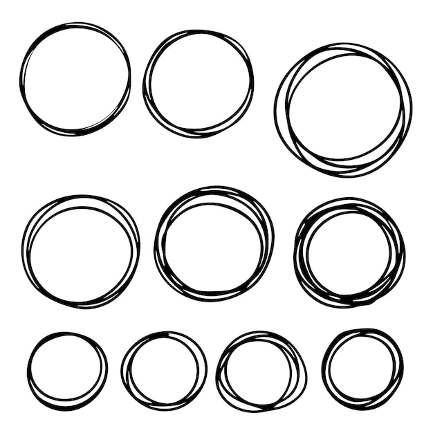 Vector hand drawn circle scribbles set of ten 19