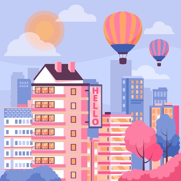 Vector hand drawn city illustration