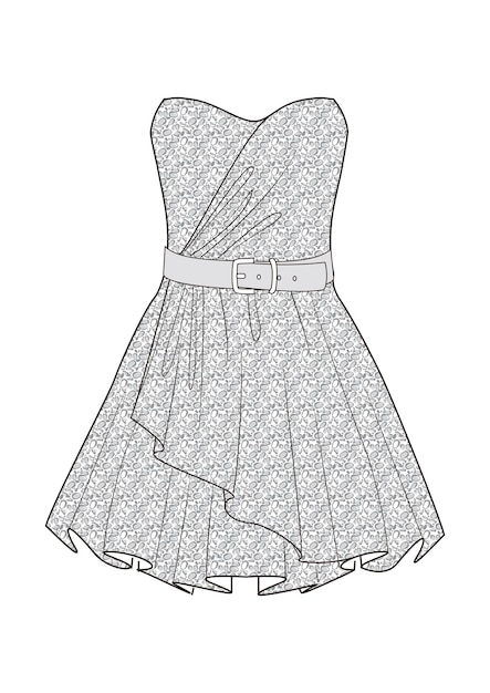 Vector hand drawn cloth dress fashion skirt outline illustration