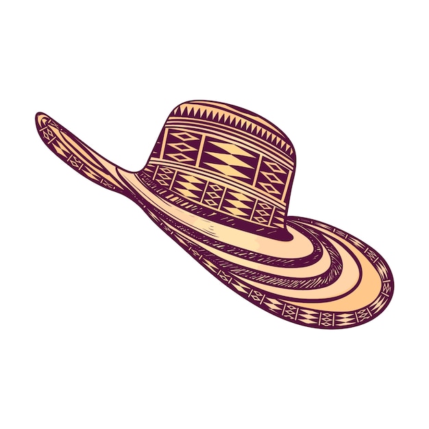 Hand drawn colombian hat clipart illustration