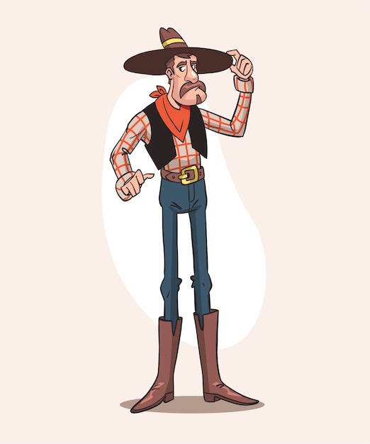 Hand drawn cowboy cartoon illustration