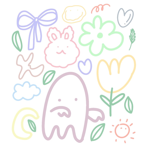 Vector hand drawn cute doodle shapes