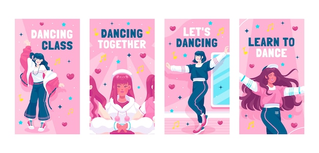 Hand drawn dance school instagram stories