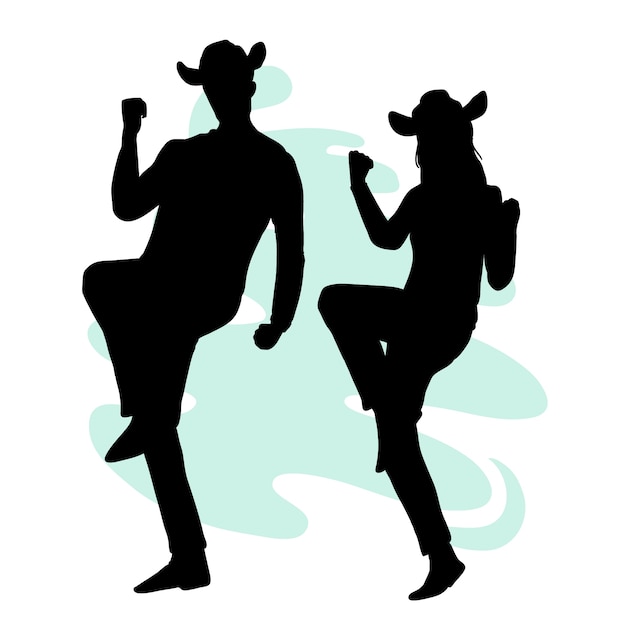 Hand drawn dancing cowboy silhouette