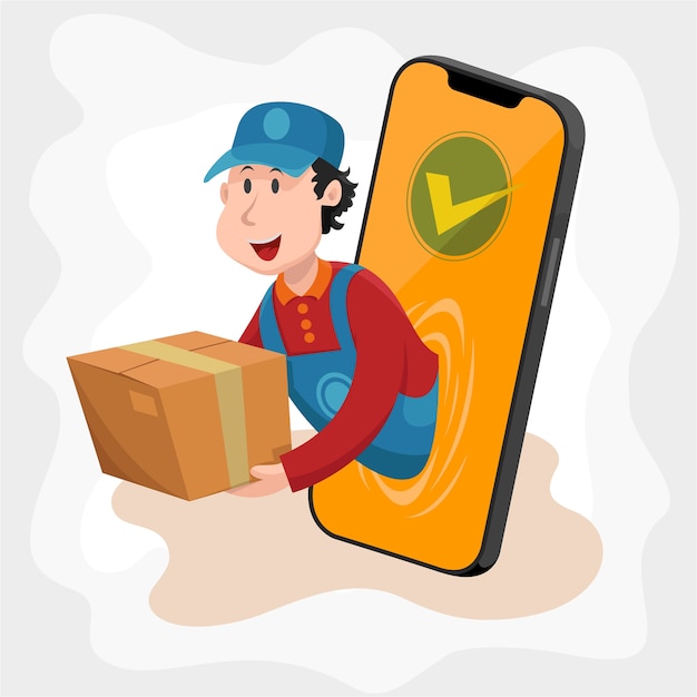 Hand drawn delivery concept with phone