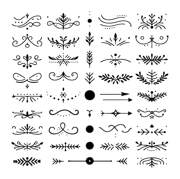 Vector hand drawn dividers elements collection vector silhouette