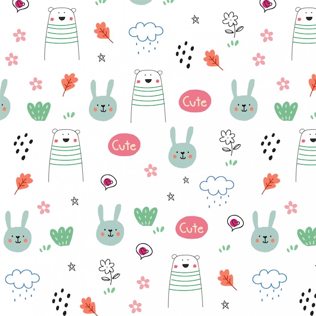 hand drawn doodle seamless pattern