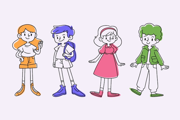 Vector hand drawn doodle style characters collection