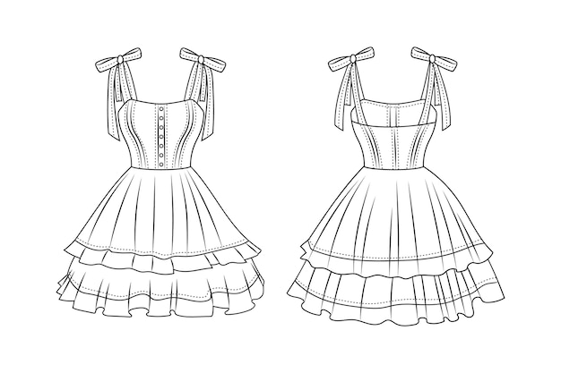 Hand drawn dress outline illustration