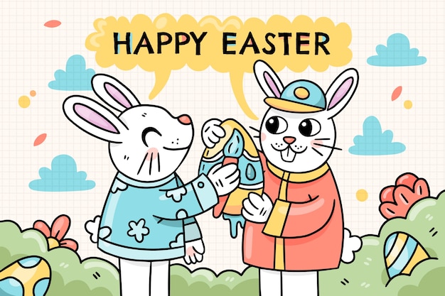 Hand drawn easter background