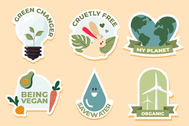 Vector hand drawn eco label set