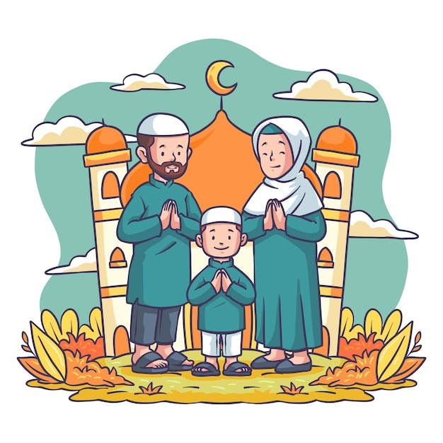 Hand drawn eid al-fitr illustration