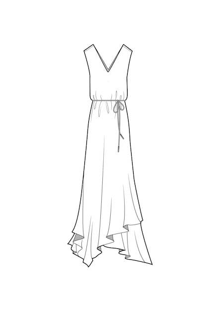 Vector hand drawn elegant fashion style sketch cloth dress outline illustration