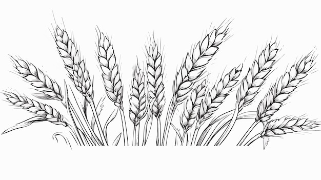 Hand Drawn Engraved Style Vector of Wheat Ears Sketch