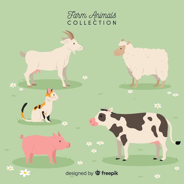 Hand drawn farm animal collection