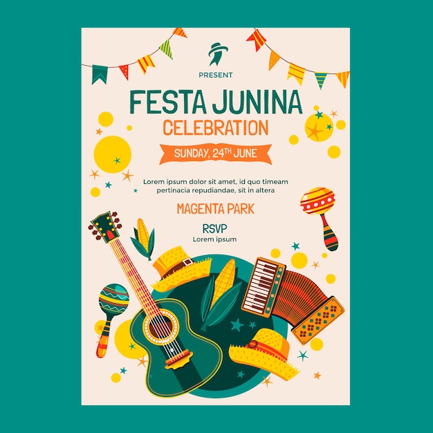 Hand drawn festas juninas poster template