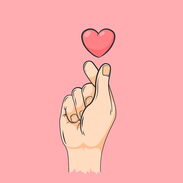 Hand drawn finger heart