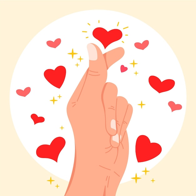 Vector hand drawn finger heart