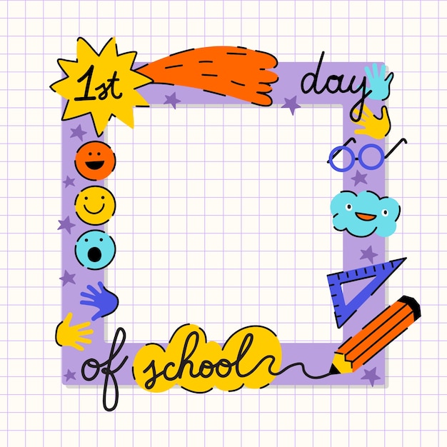 Hand drawn first day at school illustration