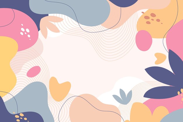 Vector hand drawn flat abstract shapes background