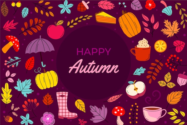 Hand drawn flat autumn background