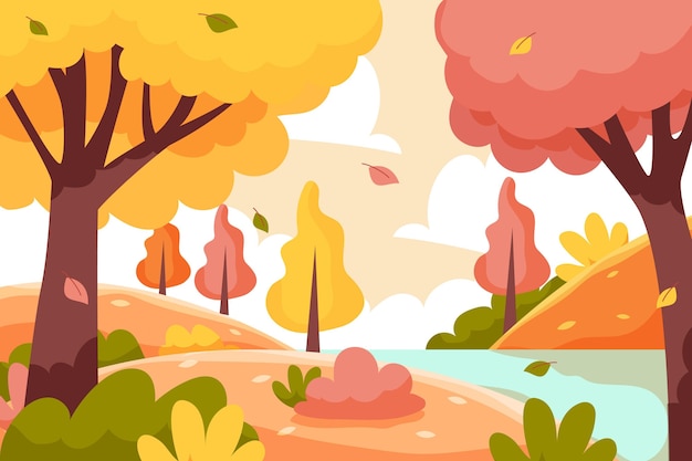 Vector hand drawn flat autumn background