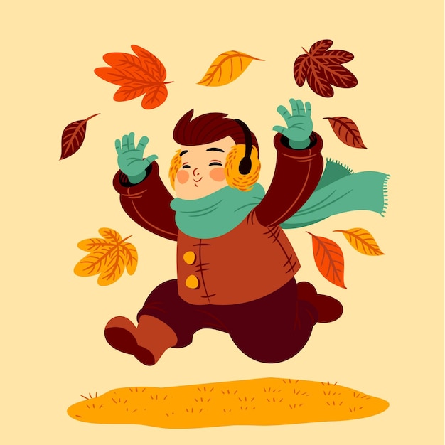 Hand drawn flat autumn illustration