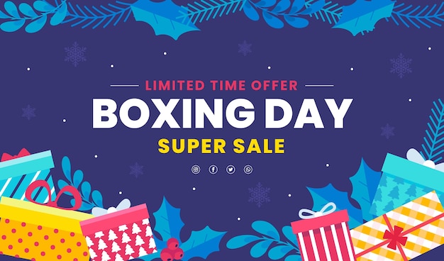 Hand drawn flat boxing day sale background