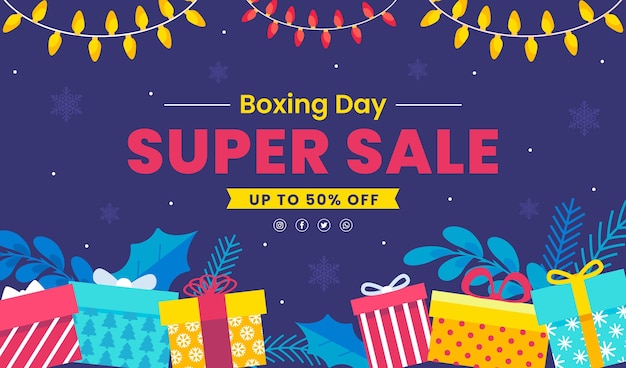 Hand drawn flat boxing day sale background