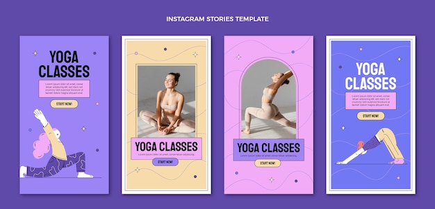 Hand drawn flat design fitness instagram stories