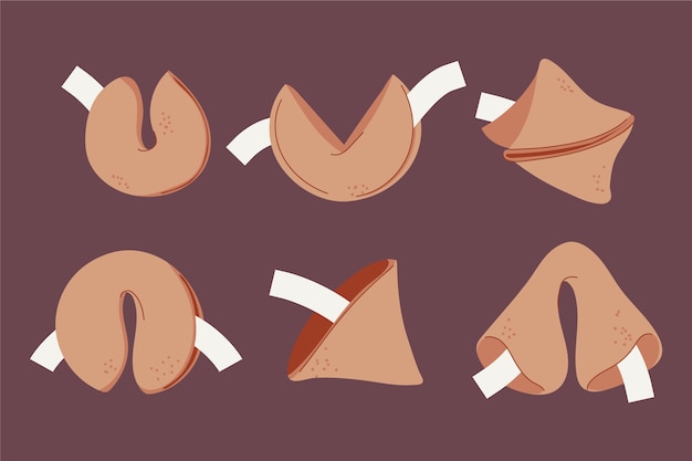 Hand drawn flat design fortune cookie collection